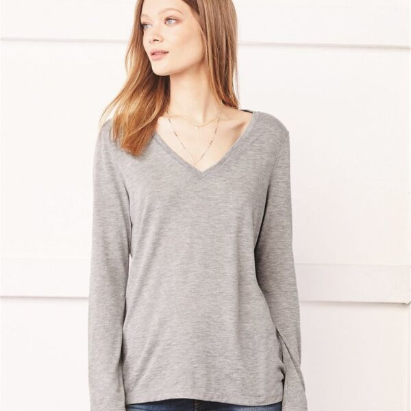 Women's Flowy Long Sleeve V-Neck Tee Thumbnail